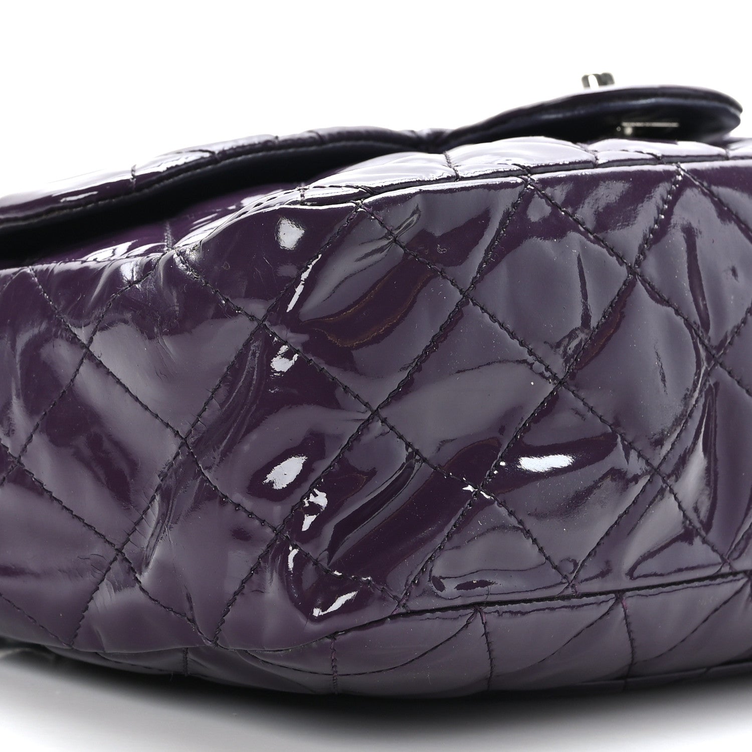 Chanel Patent Quilted Jumbo Single Flap Dark Purple 8 of 9