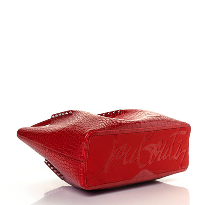 Christian Louboutin Crocodile Embossed Calfskin Spiked Small Cabarock Shopper Tote Red 4 of 7