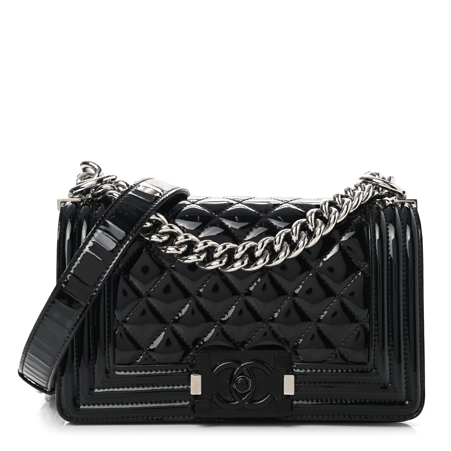 Chanel Patent Calfskin Quilted Small Boy Flap Black 1 of 10