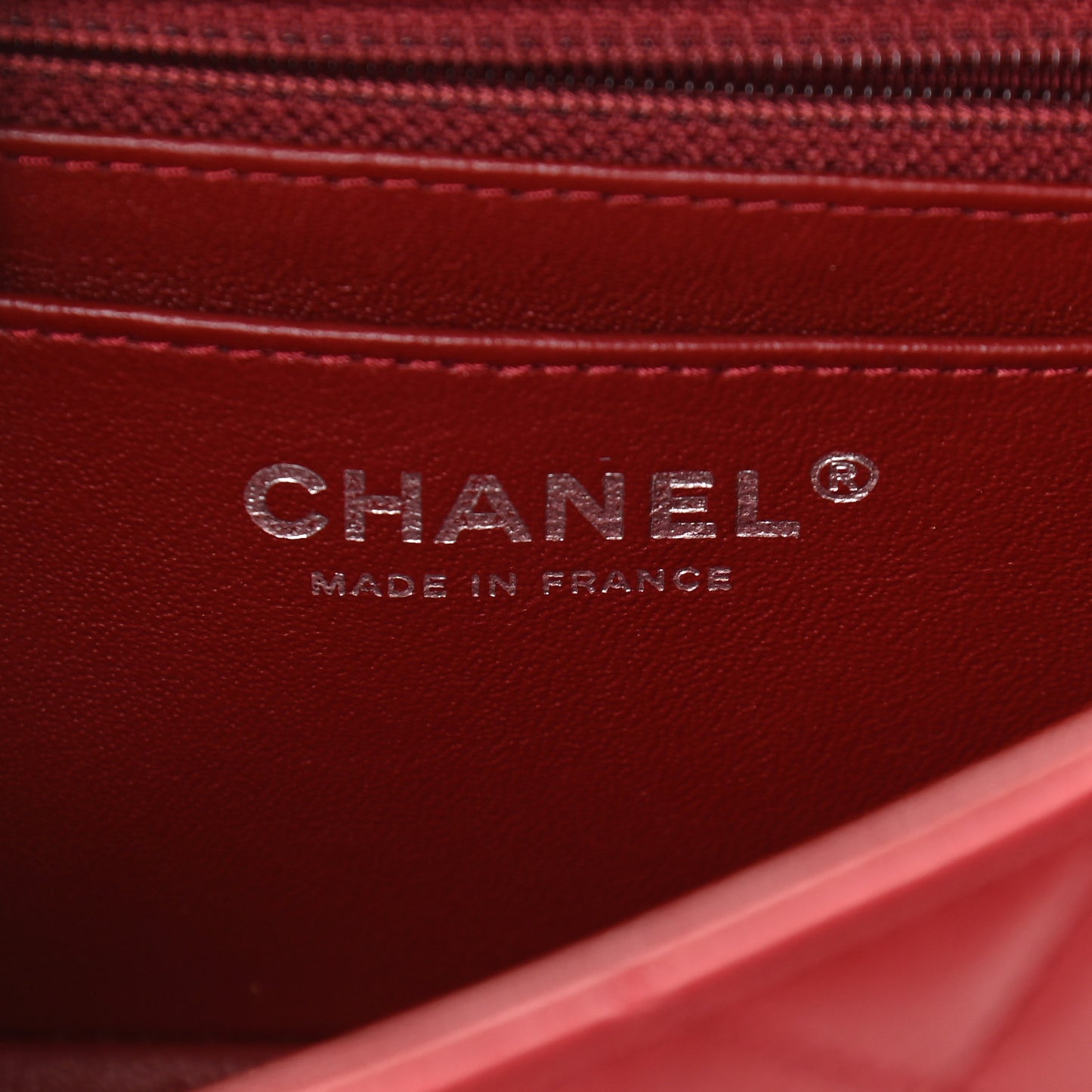 Lambskin Quilted Mini Rectangular Flap Dark Red