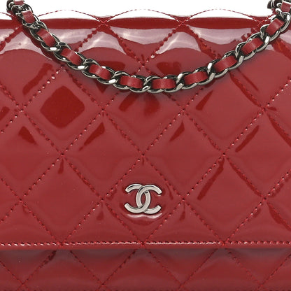 Chanel Patent Quilted Wallet On Chain WOC Red 8 of 10