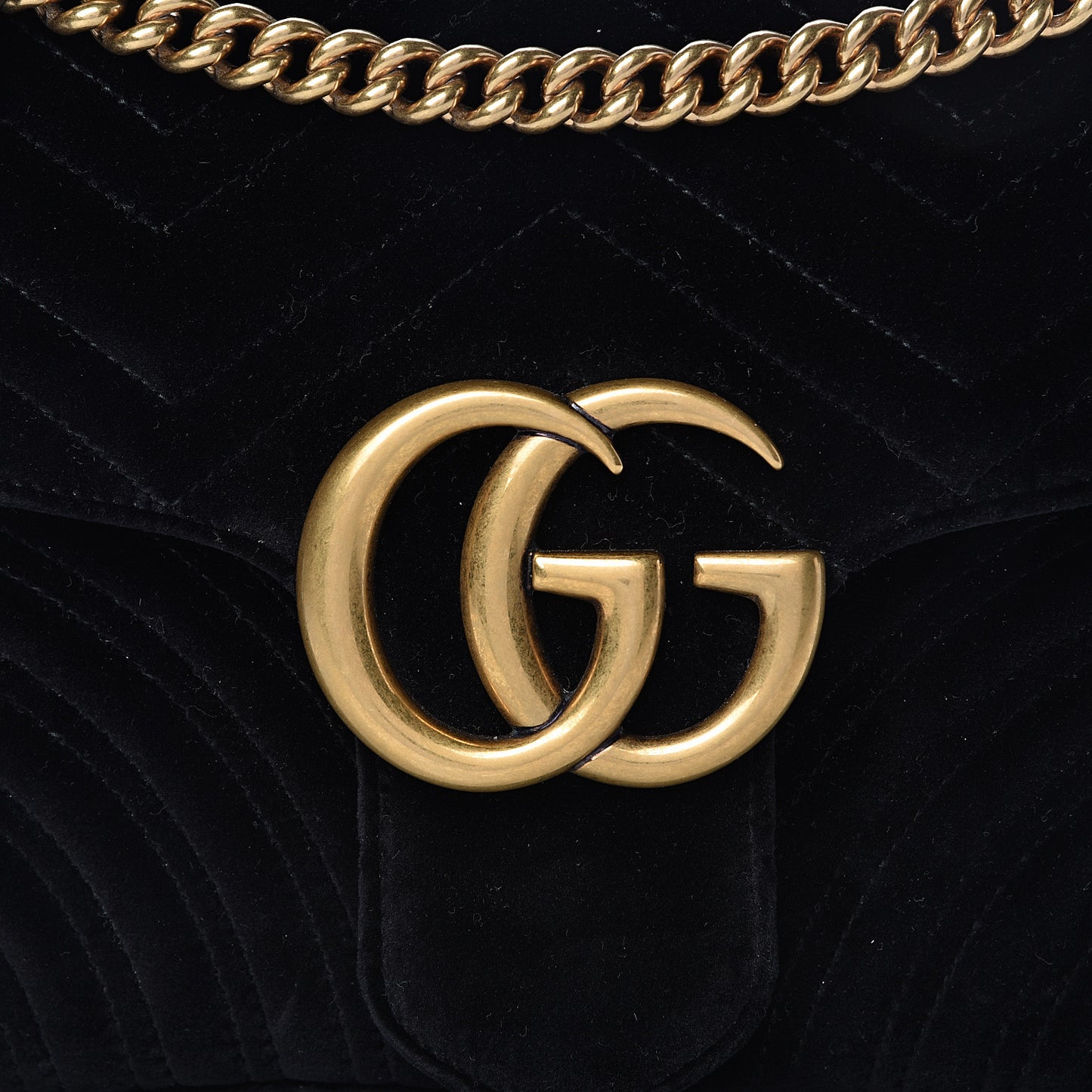 Velvet Matelasse Medium GG Marmont Shoulder Bag Black