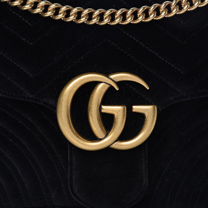 Gucci Velvet Matelasse Medium GG Marmont Shoulder Bag Black 8 of 12