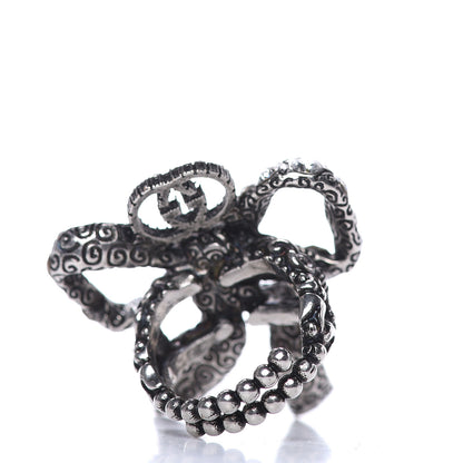 Gucci Metal Crystal Bow Ring 5 Aged Silver 4 of 6