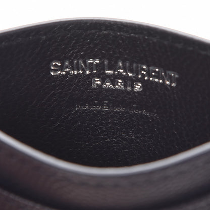 Saint Laurent Grain De Poudre Matelasse Monogram Chevron Credit Card Case Deep Marine 6 of 8