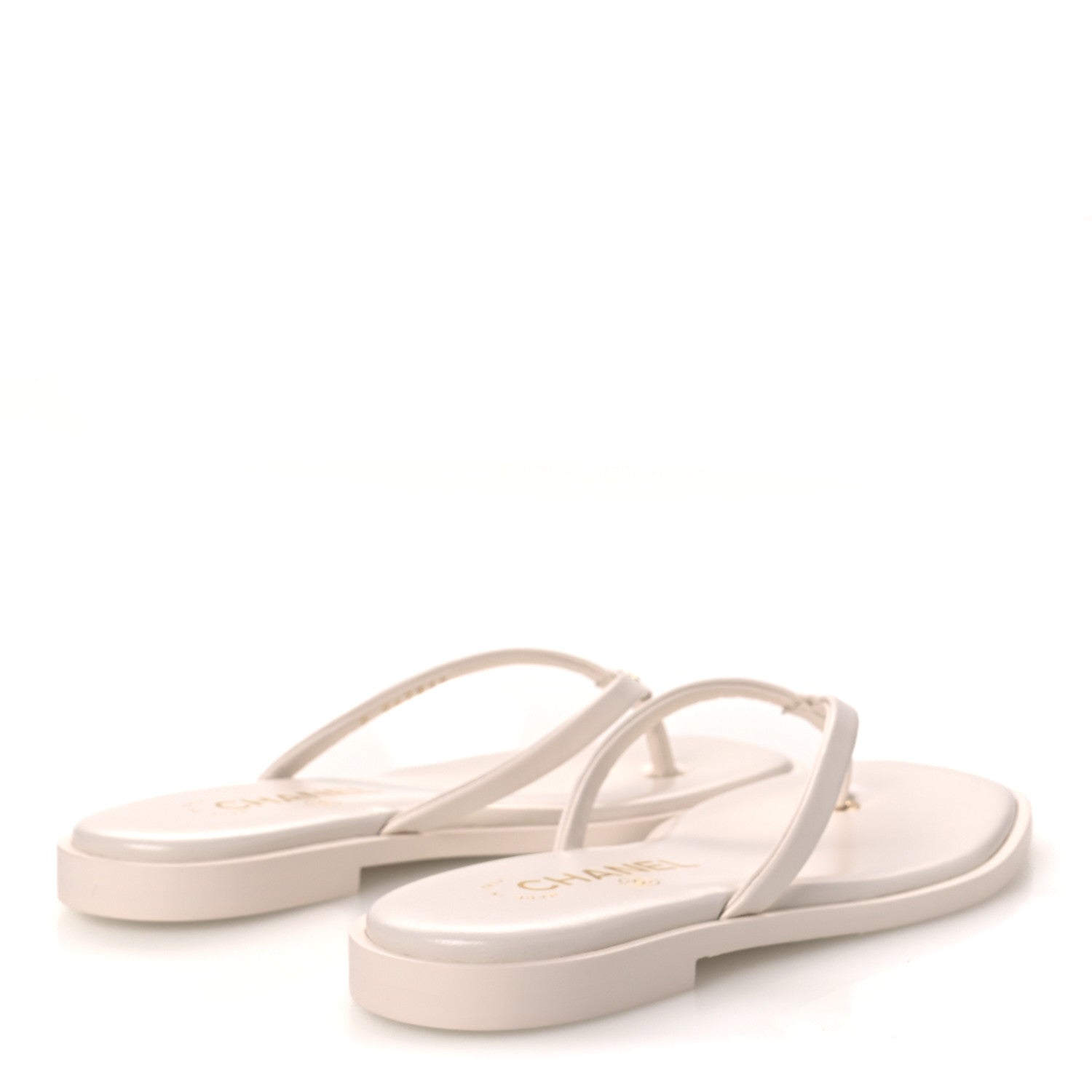 Chanel Goatskin CC Times Square Thong Sandals 35.5 White 6 of 12