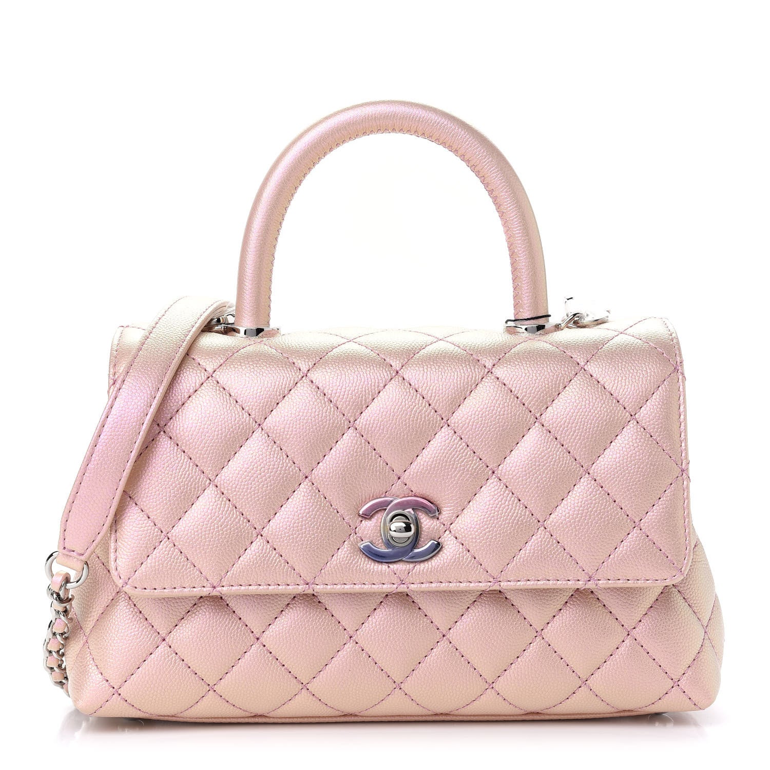 Chanel Iridescent Caviar Quilted Mini Coco Handle Flap Pink 1 of 9