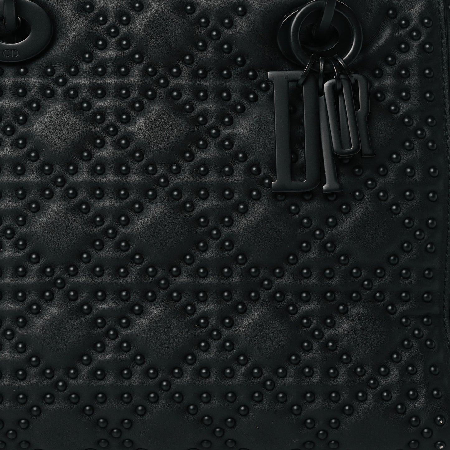 Calfskin Cannage Studded Medium Supple Lady Dior Black