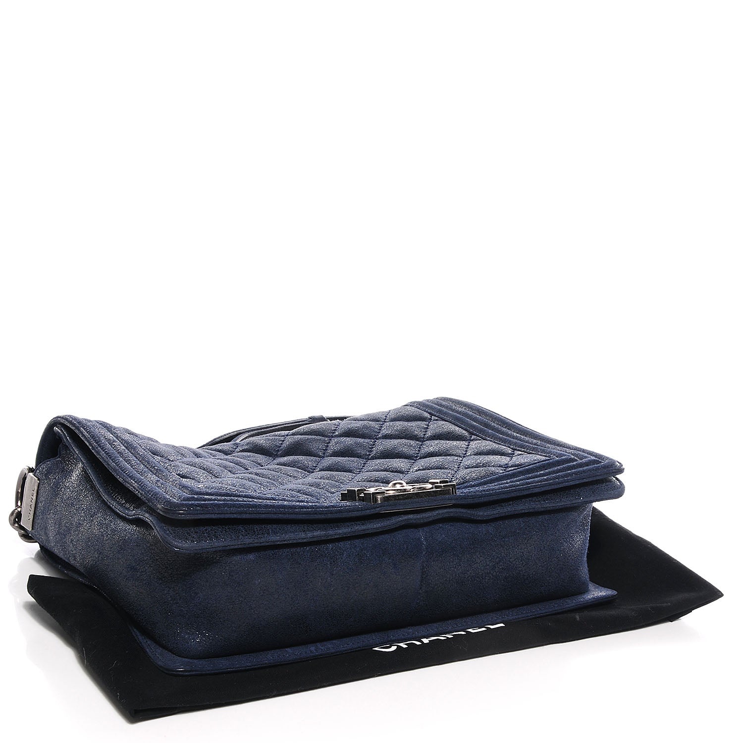 Chanel Goatskin Quilted Medium Gentle Boy Flap Navy Blue 4 of 7