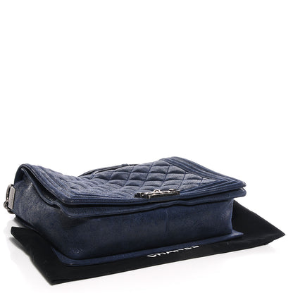 Chanel Goatskin Quilted Medium Gentle Boy Flap Navy Blue 4 of 7