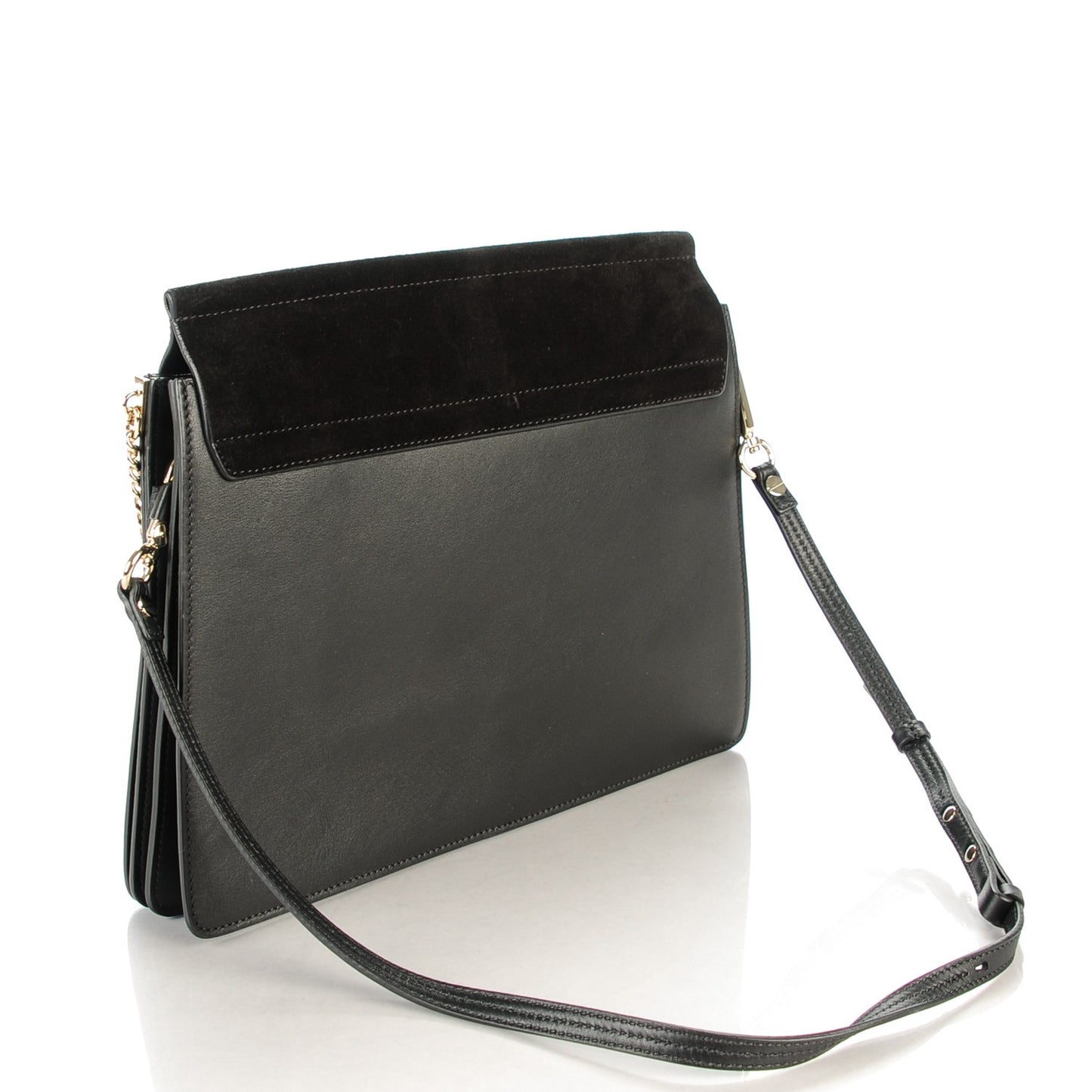 Suede Calfskin Medium Faye Shoulder Bag Black