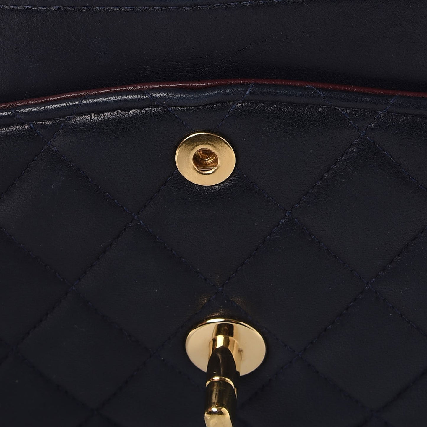Lambskin Quilted Medium Double Flap Navy