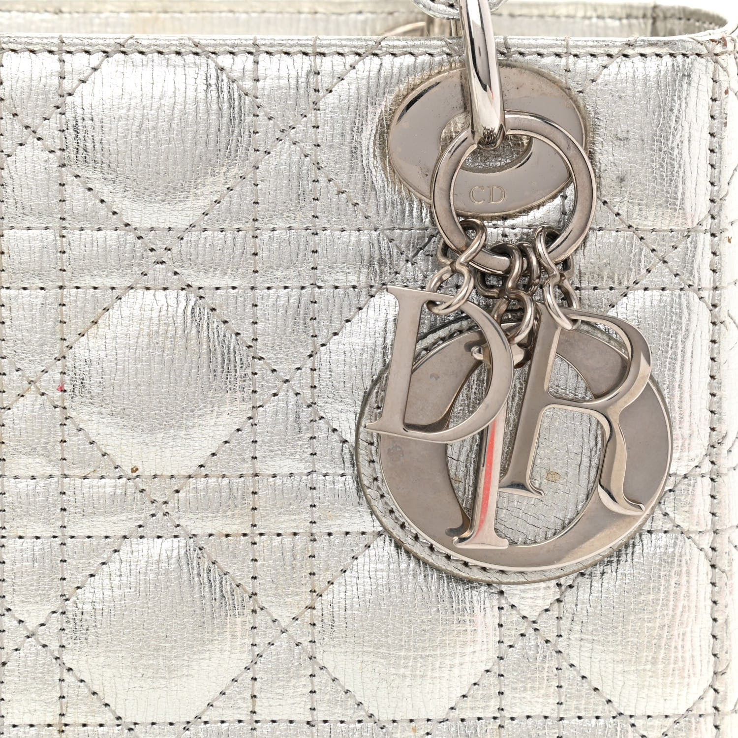 Christian Dior Metallic Grained Calfskin Cannage Small Lucky Badges My Lady Dior Silver 8 of 17
