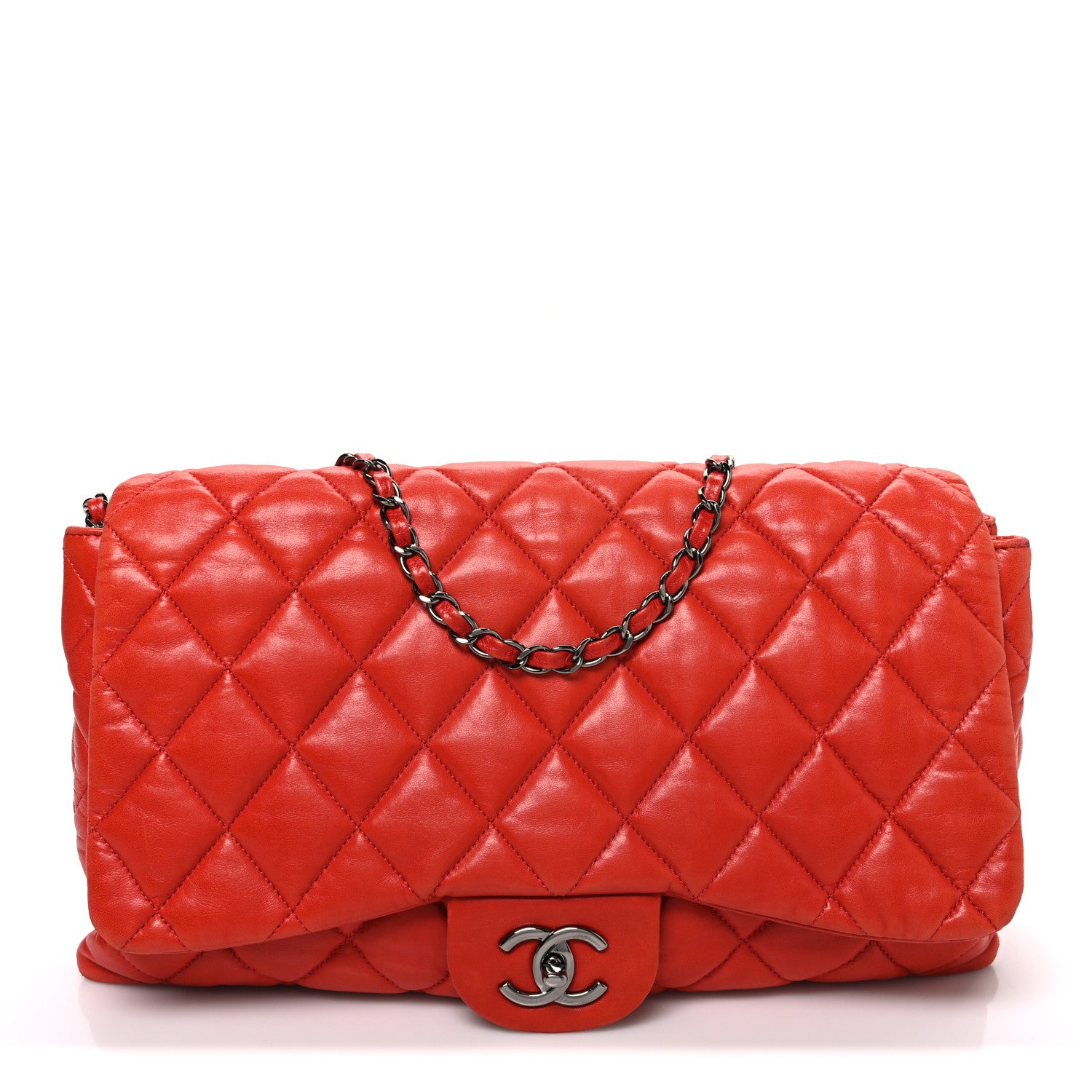 Chanel Lambskin Quilted Chanel 3 Accordion Flap Bag Red 1 of 10