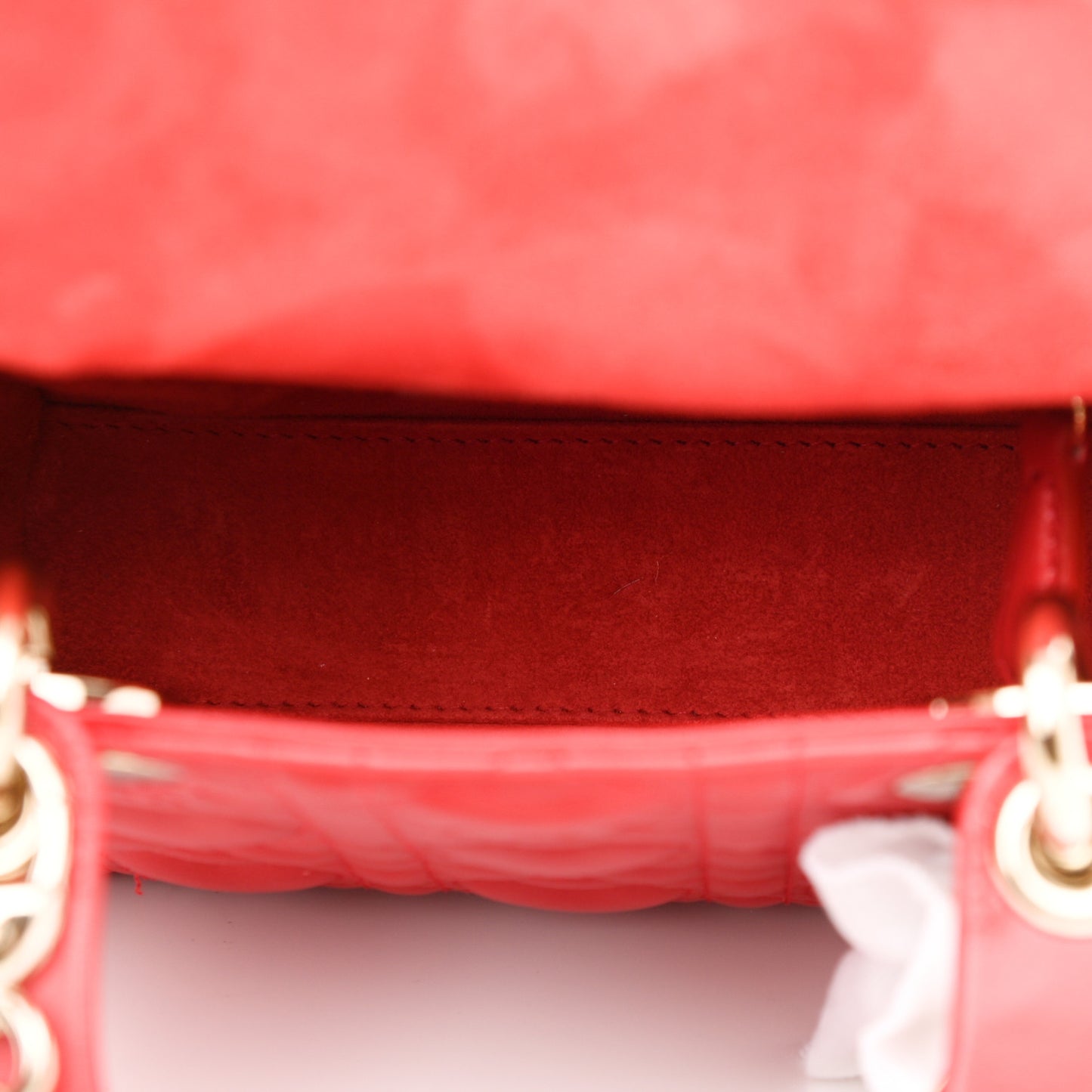 Calfskin Cannage Dioramour Mini Lady Dior Bag Bright Red