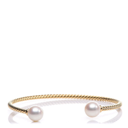 David Yurman 18K Yellow Gold Pearl 8.5mm Solari Bracelet 1 of 6
