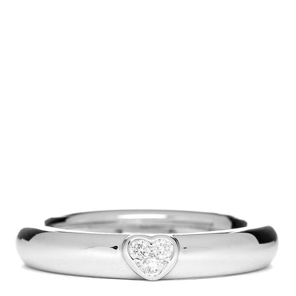 Tiffany 18K White Gold Diamond Heart Band Ring 54 7 1 of 5