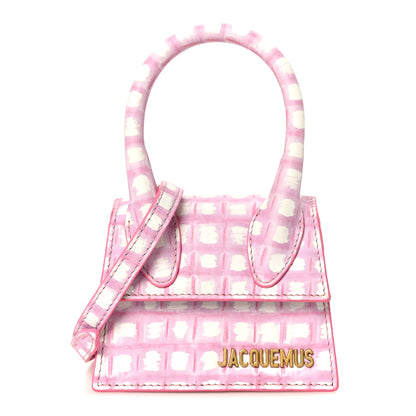 Jacquemus Smooth Calfskin Check Printed Le Chiquito Pink White 1 of 9