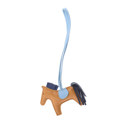 Hermes Milo Lambskin Grigri Rodeo Horse Bag Charm PM Naturel Bouton D'Or Celeste Bleu Saphir 1 of 5