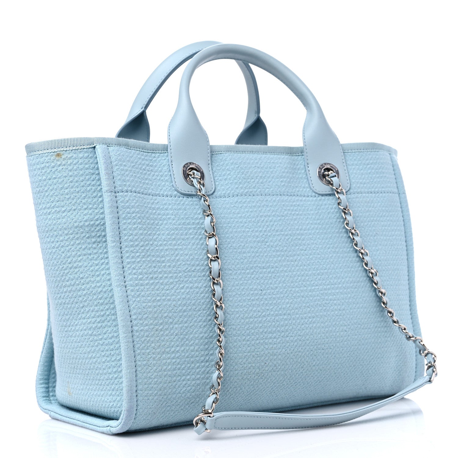 Chanel Mixed Fibers Small Deauville Tote Light Blue 4 of 15