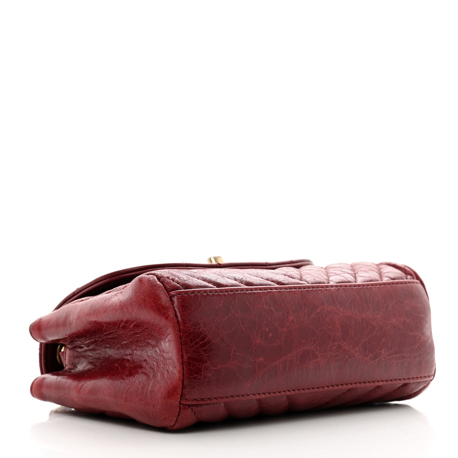 Chanel Glazed Calfskin Chevron Quilted Small Hampton Flap Burgundy 3 of 11