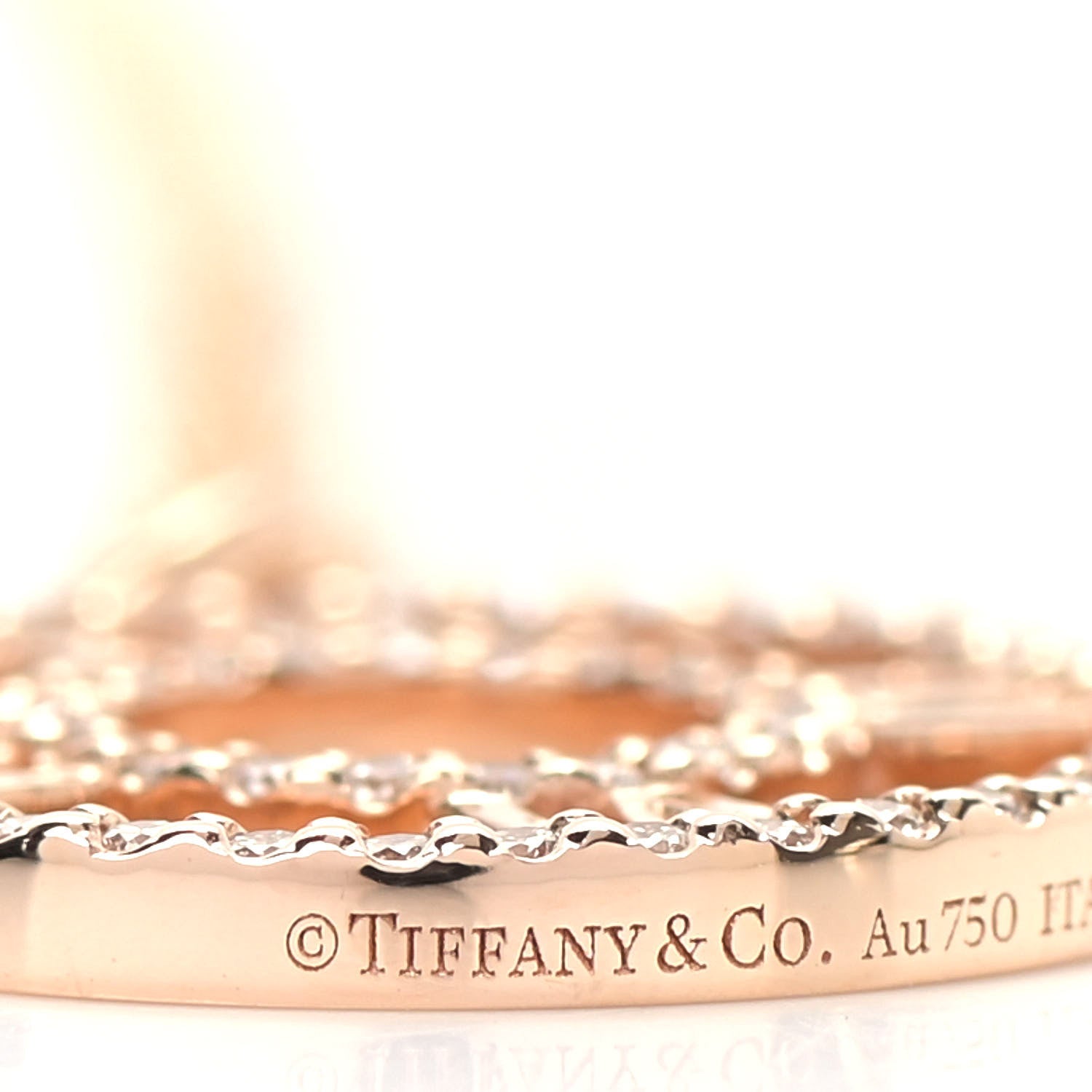 Tiffany 18K Rose Gold Diamond Small Atlas Open Pave Pendant Necklace 6 of 8