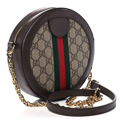 Gucci GG Supreme Monogram Web Mini Ophidia Round Shoulder Bag Brown 3 of 12