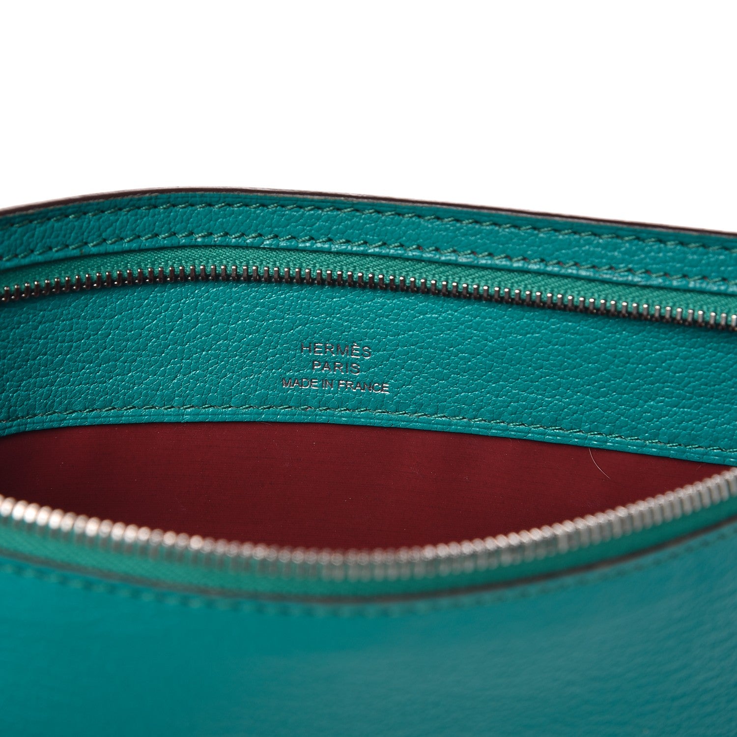 Hermes Chevre Mysore Zippered Pencil Case Bleu Paon 6 of 8