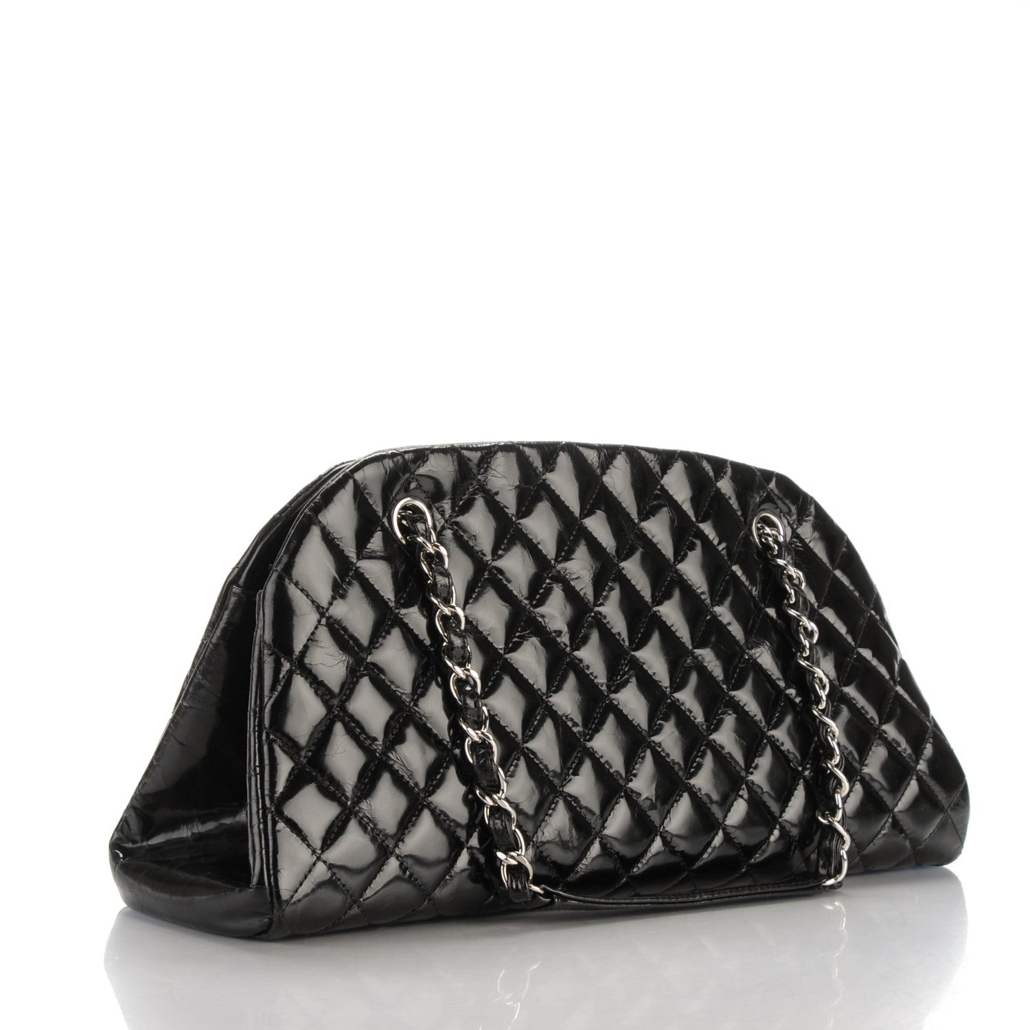 Chanel Glazed Calfskin Quilted Medium Just Mademoiselle Black 3 of 7