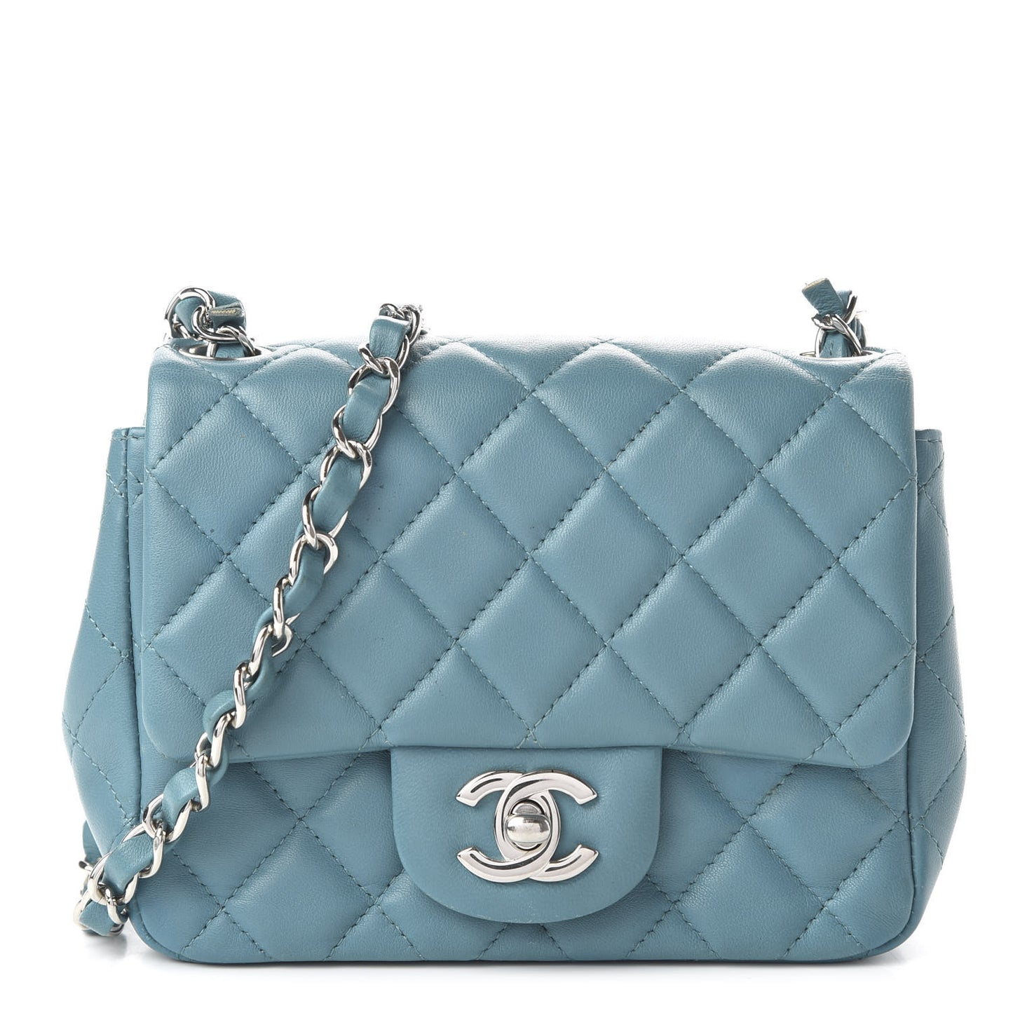 Lambskin Quilted Mini Square Flap Blue