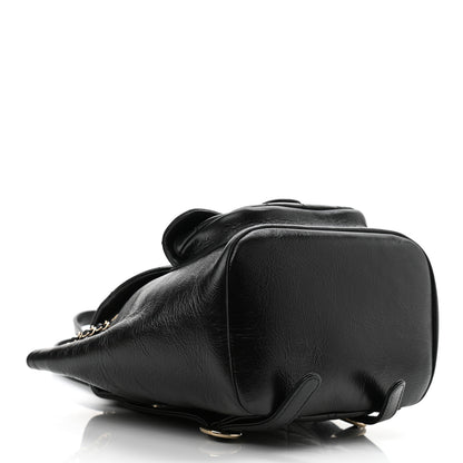 Chanel Glazed Aged Calfskin Quilted Small Duma Drawstring Backpack Black 4 of 10