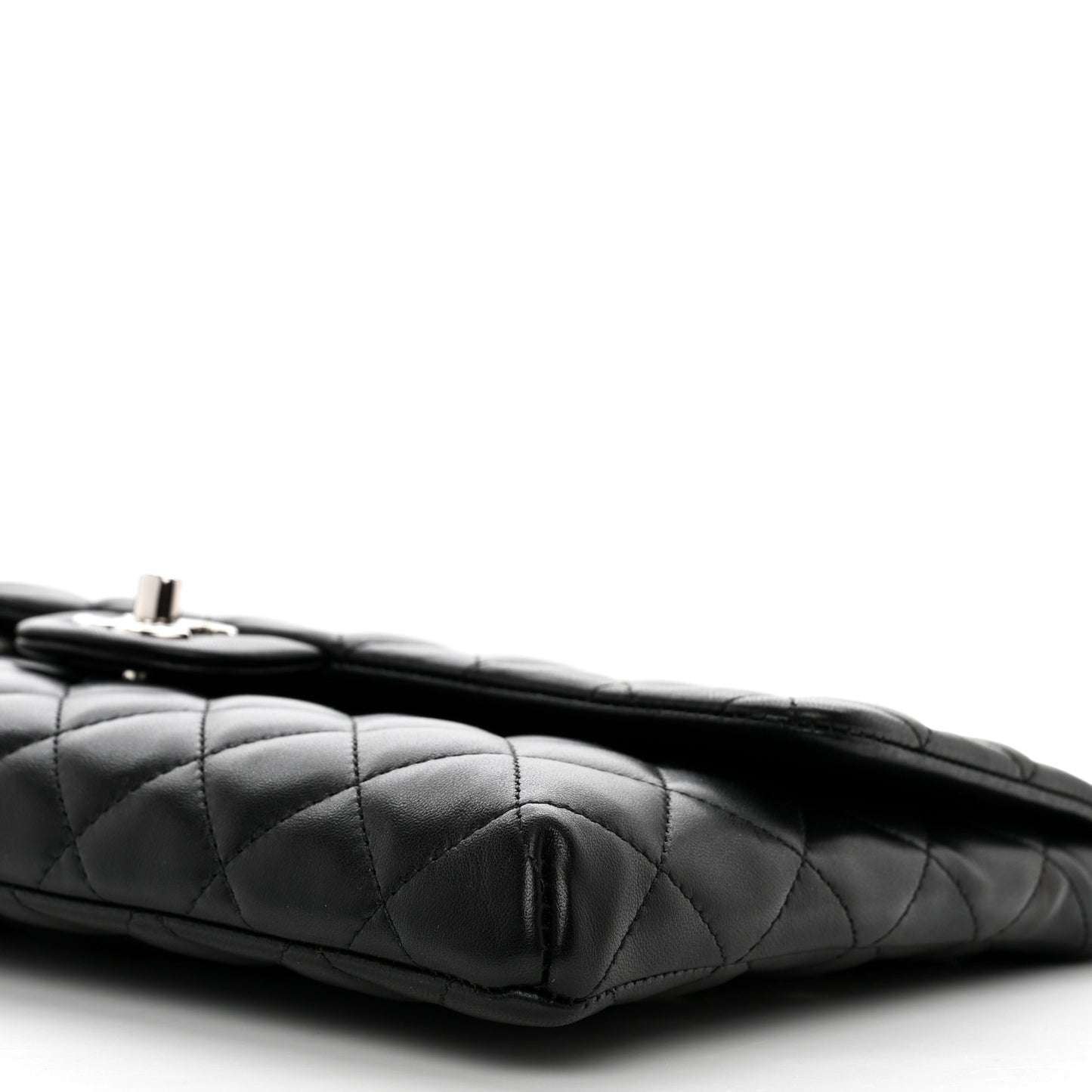 Lambskin Quilted Flap Clutch Black