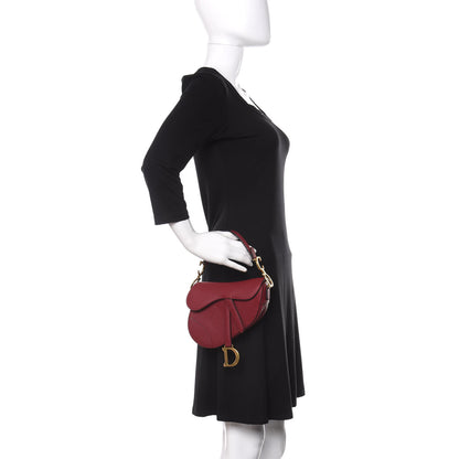 Christian Dior Grained Calfskin Mini Saddle Bag Red 2 of 12