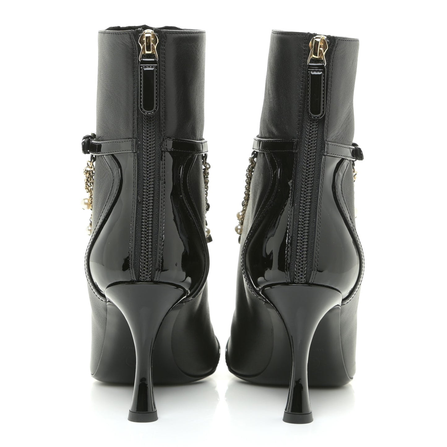 Lambskin Patent Calfskin Ankle Boots 37 Black