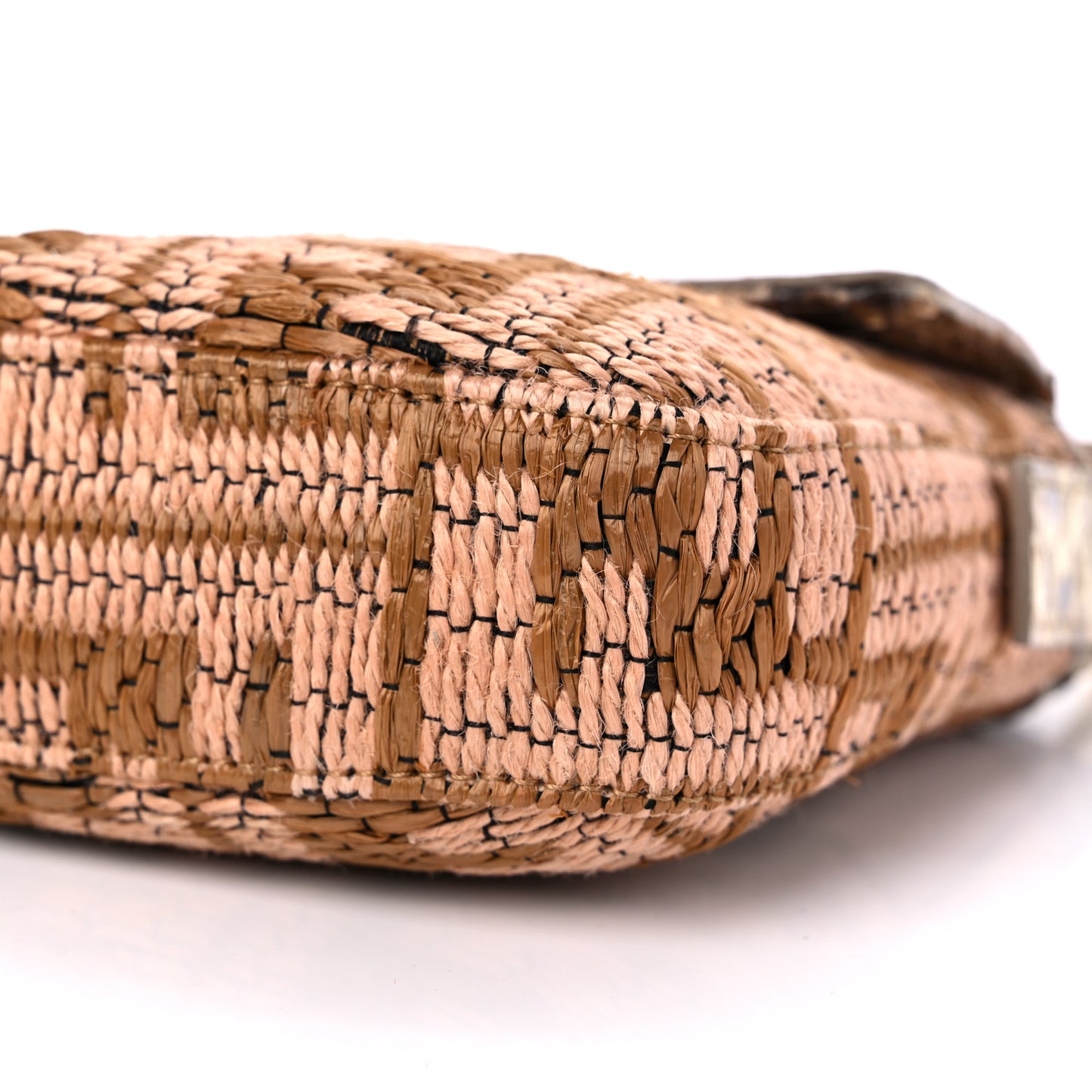 Raffia Snakeskin Baguette Beige
