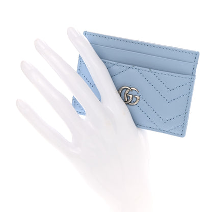 Gucci Calfskin Matelasse GG Marmont Card Holder Porcelain Light Blue 2 of 7