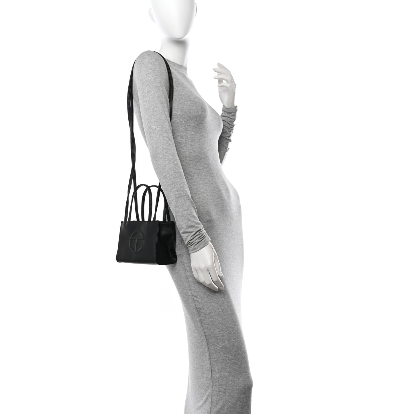 Vegan Leather Small Shopping Bag Black