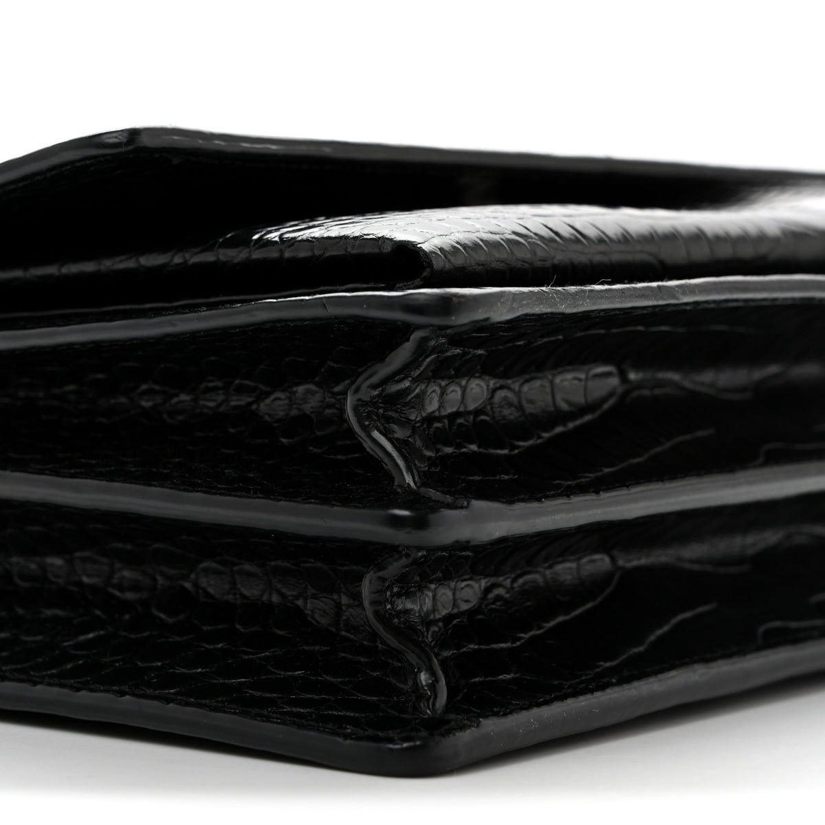 Saint Laurent Calfskin Crocodile Embossed Medium Monogram Sunset Black 7 of 13