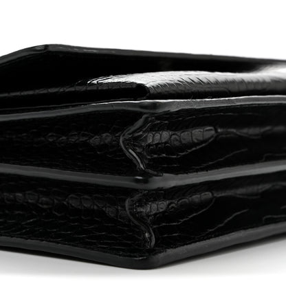 Saint Laurent Calfskin Crocodile Embossed Medium Monogram Sunset Black 7 of 13