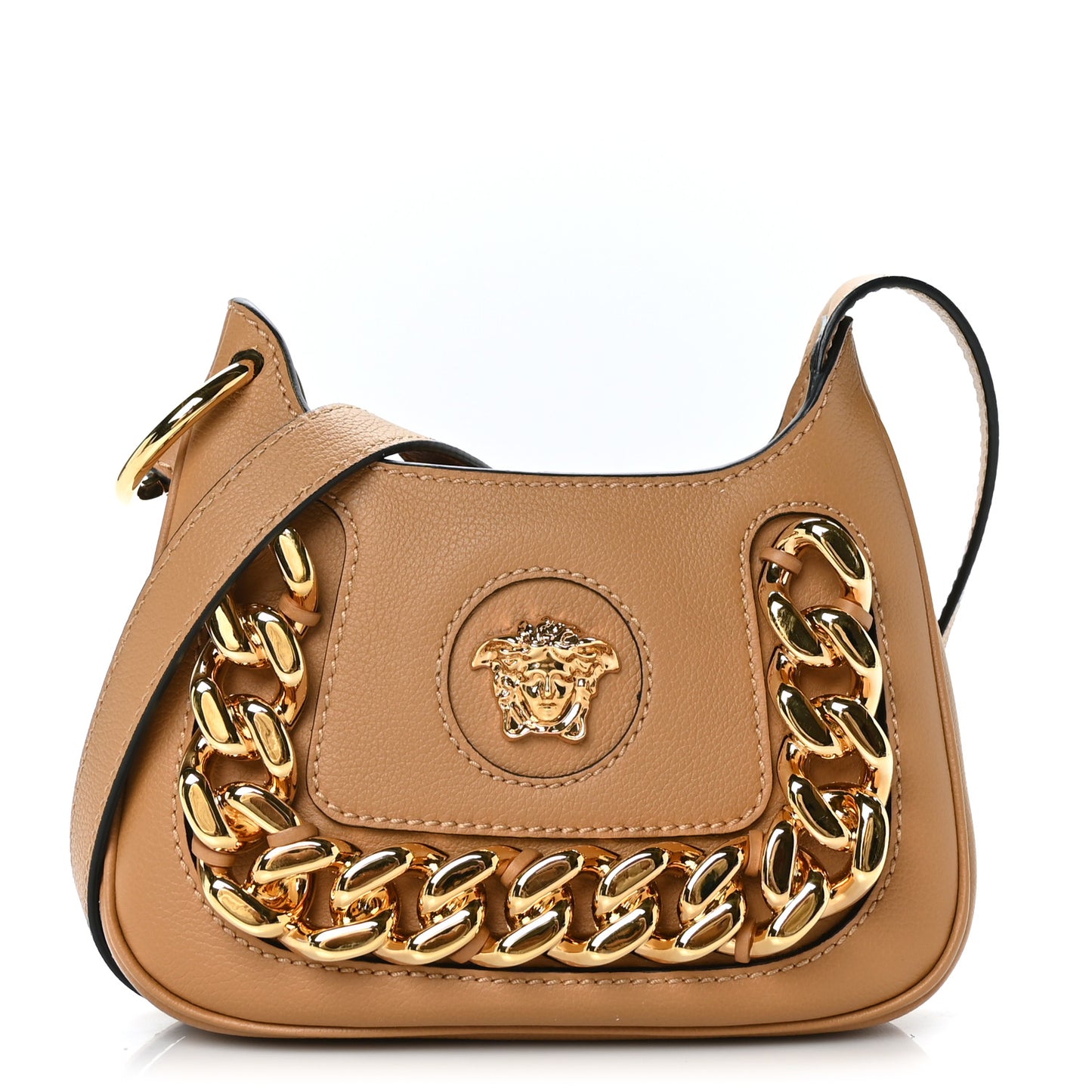 Calfskin La Medusa Small Chain Hobo Bag Brown