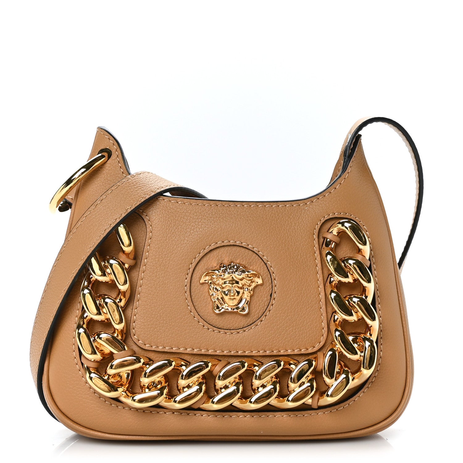 Versace Calfskin La Medusa Small Chain Hobo Bag Brown 1 of 10