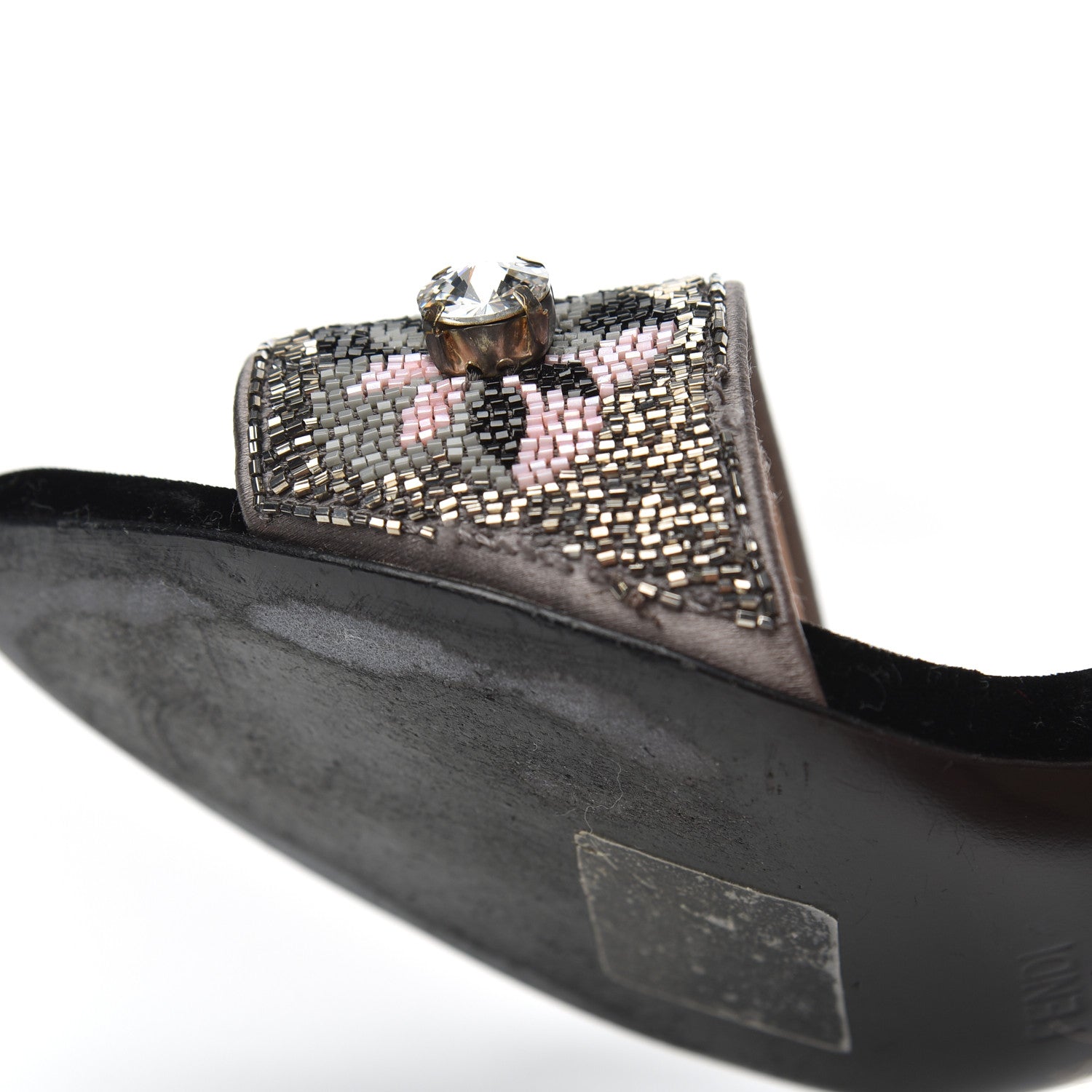 Fendi Velvet Sequin Floral Fantasia 39 Sandals Grey Multicolor 15 of 20