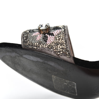Fendi Velvet Sequin Floral Fantasia 39 Sandals Grey Multicolor 15 of 20