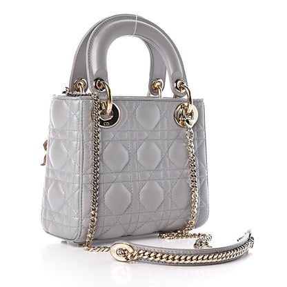 Christian Dior Metallic Lambskin Cannage Mini Lady Dior Grey 3 of 10