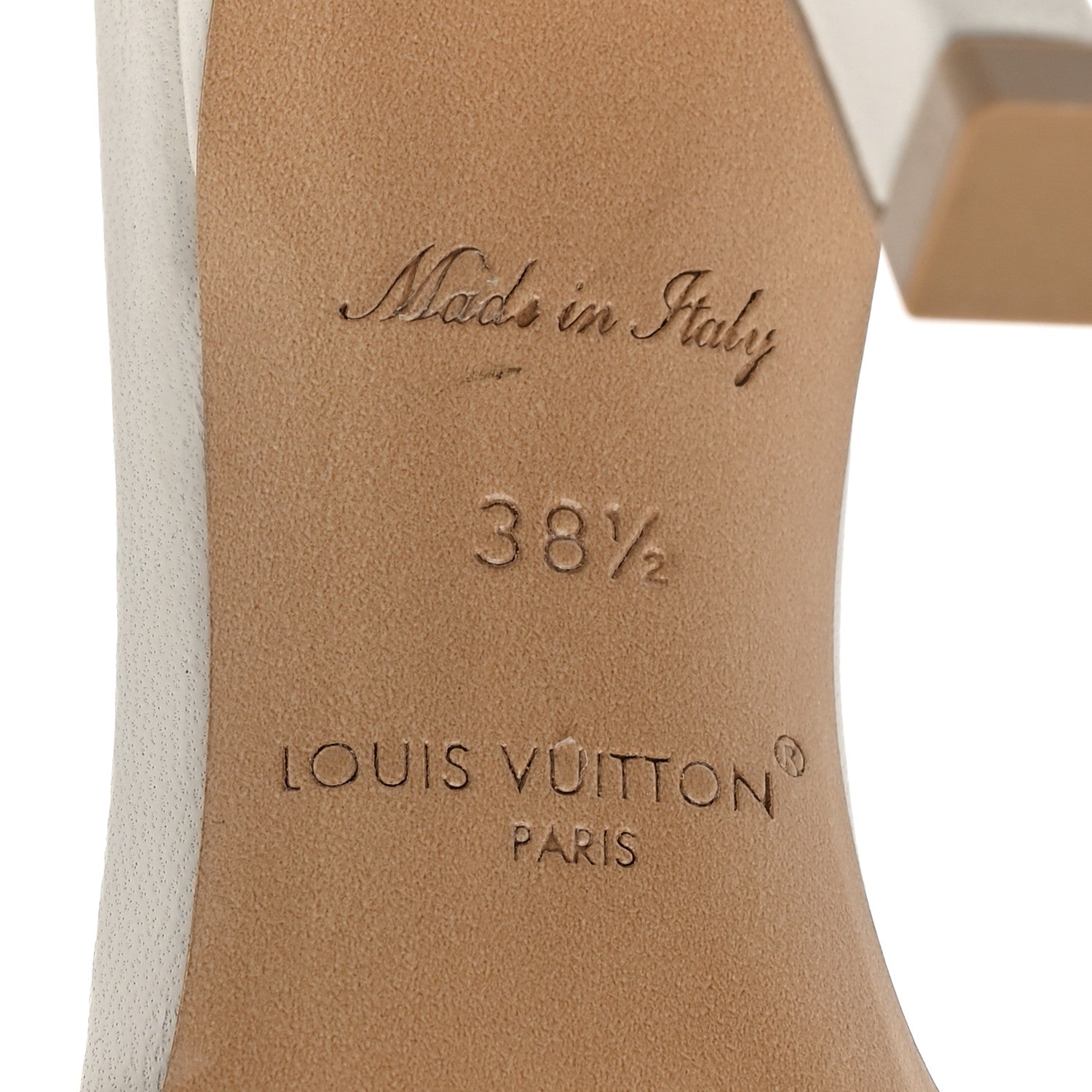 Louis Vuitton Lambskin Embossed Monogram By The Pool Revival High Heel Mules 38.5 White Blue Purple 9 of 10