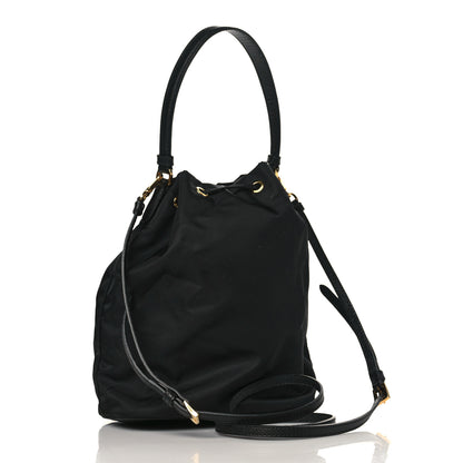 Prada Saffiano Tessuto Nylon Mini Bucket Crossbody Bag Black 3 of 9