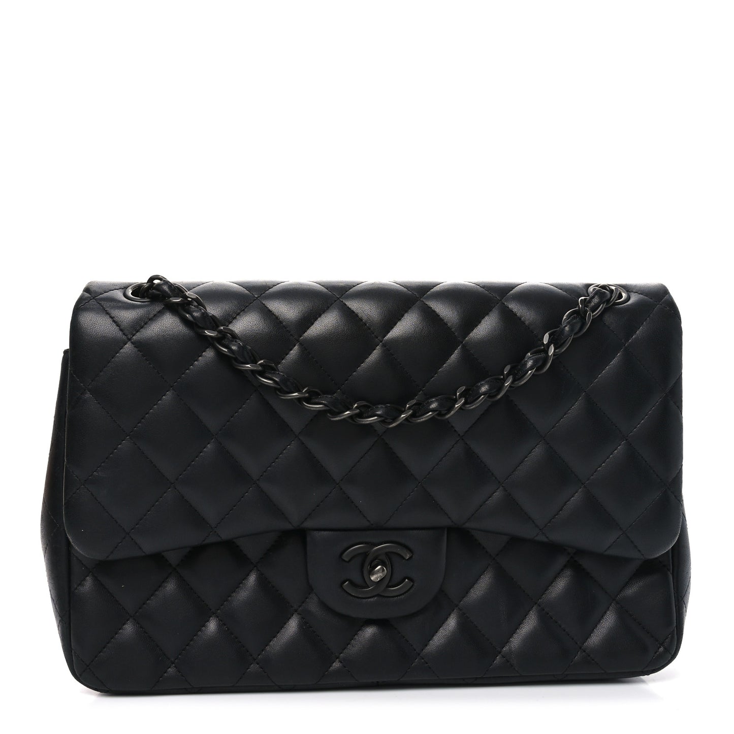 Lambskin Quilted Jumbo Double Flap So Black