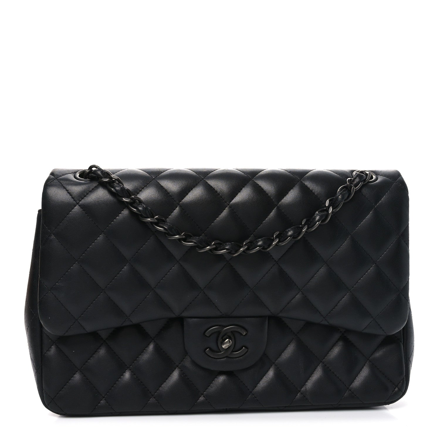 Chanel Lambskin Quilted Jumbo Double Flap So Black 1 of 10