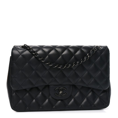 Chanel Lambskin Quilted Jumbo Double Flap So Black 1 of 10