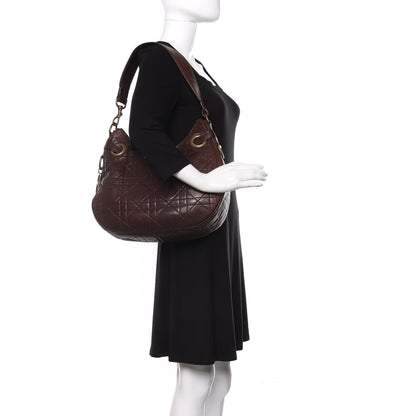 Christian Dior Lambskin Cannage Medium Hobo Dark Brown 2 of 10